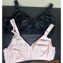 Lot Of 2 Bali Bra 38C T-Shirt Bra Double Support Comfort Wireless Black Pink