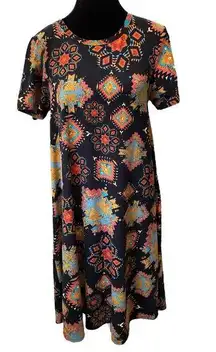 LuLaRoe  Black Orange Blue Southwestern Western Boho Hippie High Low Midi Dress