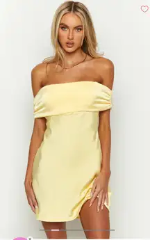 Beginning Boutique Dress Mini Yellow Satin Dress