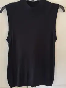 AUGUST SILK Knits Black Mock Neck Sleeveless Sweater Top Womens Size M