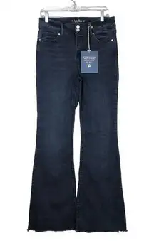 Indigo Rein Jeans Women Sz 11 30x31 Black High Rise Raw Hem Flare Bootcut NEW