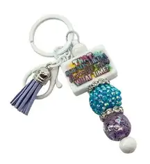 Keychain purse charm Beaded Keychain For Women, Bar Keychain, Silicone bead keyc