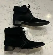 Talbots Black Suede Fold Over Low Heeled Ankle Boots Booties Size 10