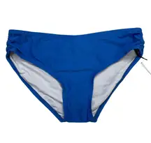 Calvin Klein Shirred Side Mid Rise Bikini Bottom Size XXL Palace Blue New