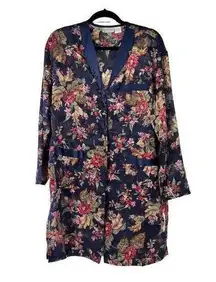Vintage Kathryn Floral Sheer Button Up Night Shirt