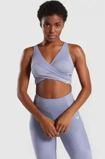 Blue true texture strappy sports bra