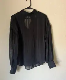 H&M High Neck Long Sleeve Sheer Blouse