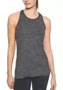 Athleta High Neck Heather Stripe Chi Tank Black/Bright White Size‎ Small