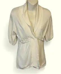 Bik Bok cotton cream 2 snap collared neutral Hendry cardigan, size medium