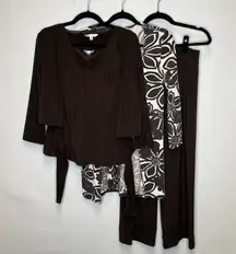 CAbi | Brown Top Pants Cardigan Shaw 4‎ Piece Set Tank 2000s VTG Y2K