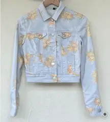 American Eagle Button Up Floral Denim Jacket Women’s XS Boho Western Coquette