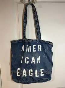 American Eagle  Vintage Y2K Distressed Denim Tote Shoulder Bag Double Handles