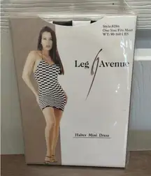 Leg Avenue One Size Fits Most (90-160 Lbs) Black White Check Halter Mini Dress