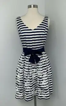 Lilly Pulitzer  Womens Roswell Dress Size 2 Navy Cording White Stripes Crystals