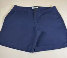 Old Navy Women's Shorts Size 10 Navy Blue Chino Khaki Mid Rise‎ Cuffed Pockets #