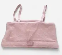 Gymshark x Whitney Simmons DNU EYELASH KNIT BANDEAU Pink Fuzzy Sports bra S