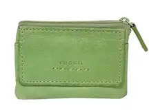 Fossil  Green Leather Keychain Card Holder Wallet