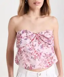 Cami NYC Dedrah Top Primavera Strapless Cropped Bow Front Pink Womens Size S New