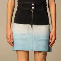 Zadig & Voltaire Jima Denim Ombre Deep Tie Dye High Waist Straight Mini Skirt XS