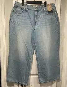 NWT Madewell Size 33P Curvy Super Wide Leg Cotton Denim High Waist Jeans