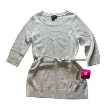 IZ Byer Girl Ivory Knit Sweater XL 16 NWT Belted Long Sleeve Pullover