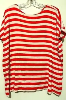 Piko 1988 short sleeve pink and white stripe top size S