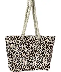 OdyseaCo Animal Leopard Print Magnetic Snap Rope Shoulder Tote Beach Large Bag