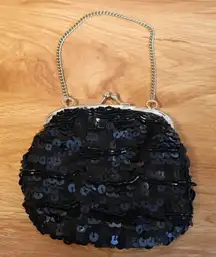 Y2K Banana Republic Sequin Evening Bag Kiss Lock Chain Strap Vintage  Party Hoco