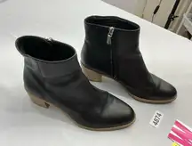 Womans Glacee Ankle Boots 11 W Black Side Zip Cut Out Square Toe Block Heel