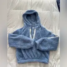 BP. Fluffy Blue Sherpa Cropped Jacket