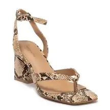 14th & Union Sandals Womens 9.5 Snakeskin Square‎ Toe Ankle Strap Block Heel