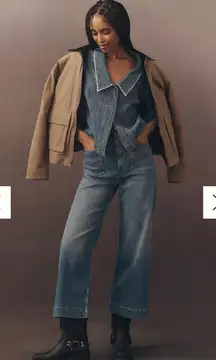 Anthropologie Maeve Colette Crop High-Rise Wide Leg Jeans in Bright Blue Wash