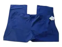 Code Happy Women Mid Rise Moderate Flare Drawstring Scrub Pant 3XL Blue 46002AP