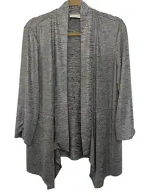 Chico’s Grey Open Front Drape Cardigan Size 2 Large Travel Classic Slinky Casual