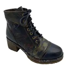 L'Artiste by Spring Step Leather‎ Tooled Boots Fallinluv Navy Size 35 US 5