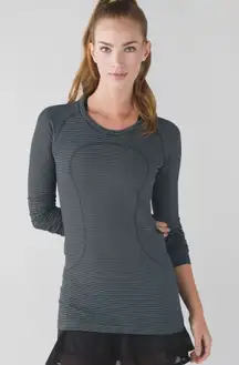 Lululemon Swiftly Tech Long Sleeve Crew Tempo Stripe Black White Size 6