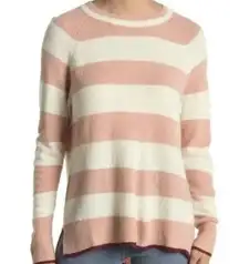 Lush Women’s Sweater Striped Crewneck Mauve Cream Medium NWOT