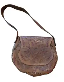 Vtg Tooled Leather Purse Western Shoulderbag Boho Cowgirl