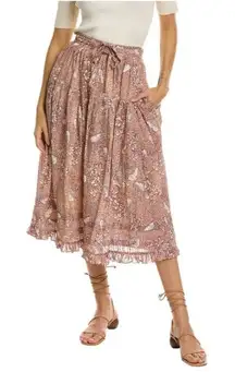 Ulla Johnson Raquel Midi Skirt Tie Front Detail Floral Ruffle Tiered Size 0 XS