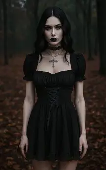 Dolls Kill Widow Hazy Haunting Corset Puff Sleeve Milkmaid Mini Dress Black XXS