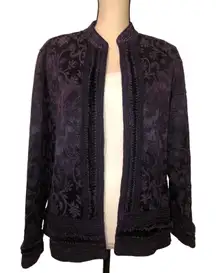 Purple Jacket Size XL Petite Velvet Trim Fairy Grunge Witchy Boho Tapestry Goth