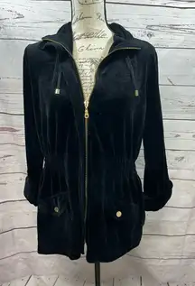 Charter Club‎ large black valor type zip up sweatshirt that cinches around waist