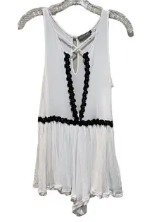 LF Indikah Romper White with Black lace trim Size Small