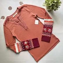 Free People Mikah Layering Cuff Size L Thermal Top Knitted Long Sleeves & Fitted