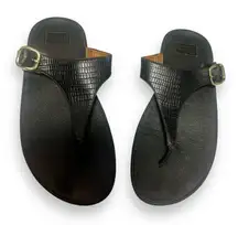 Thong Platform Black Leather