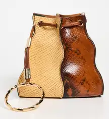 NWT Ulla Johnson Adria Pleated Wave Snake-Embossed Leather Pochette Handbag