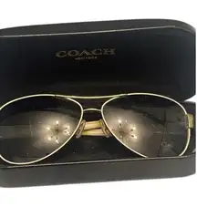 Coach HC7003 L012 Kristina Gold Aviator Sunglasses with Case