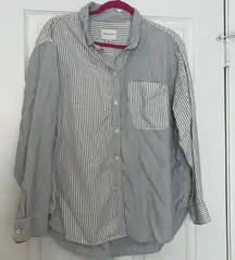 stripe oversized button down top