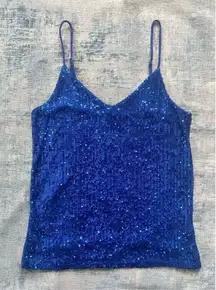 Pulse Boutique Blue Sequin Tank Top XS