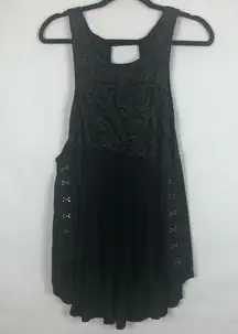 Tokyo Darling Black Embroidered Swing Tank Top